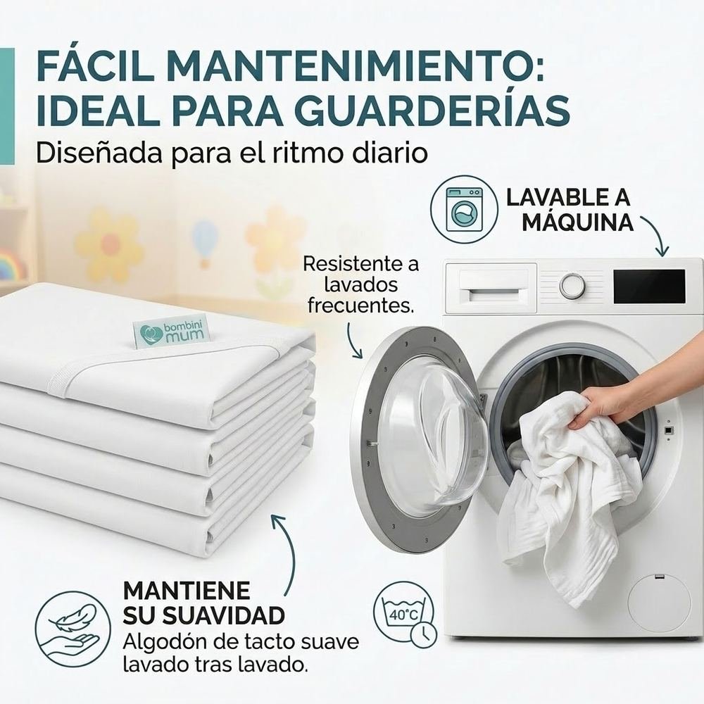 Sábana bajera para guardería lavable a máquina, fácil mantenimiento y resistente a lavados frecuentes