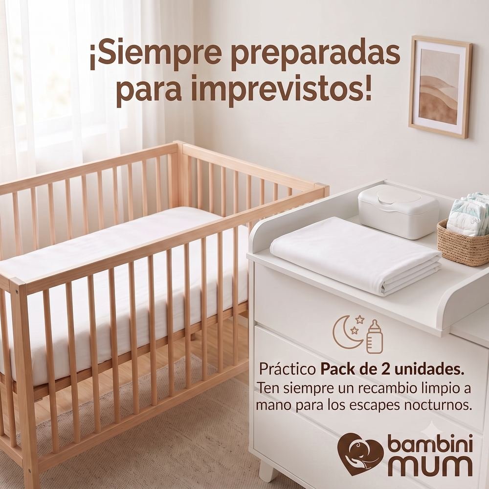 Pack de 2 sábanas bajeras Bambini Mum sobre cambiador